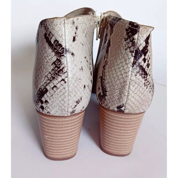 Fergalicious Volume Booties Size 10 Open Toe  Python Print Ankle Boots Open Side - Picture 6 of 11